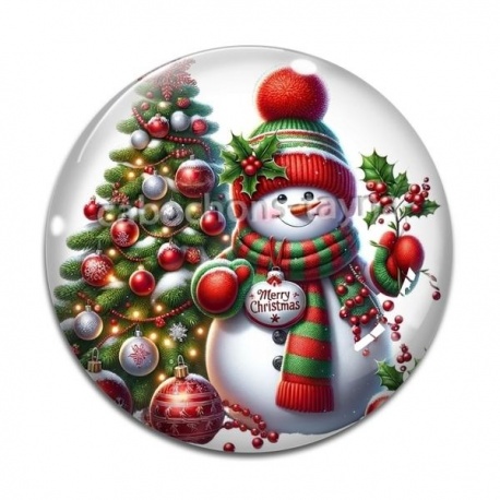 Cabochon Verre -  bonhomme de neige
