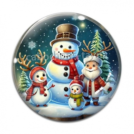 Cabochon Verre -  bonhomme de neige