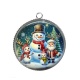 Pendentif Cabochon Argent -  bonhomme de neige