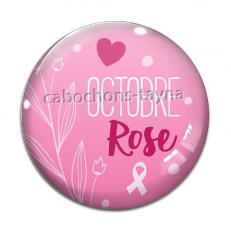 Cabochon Verre - octobre rose