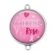 Connecteur Cabochon Argent - octobre rose