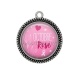 Pendentif Cabochon Argent - octobre rose