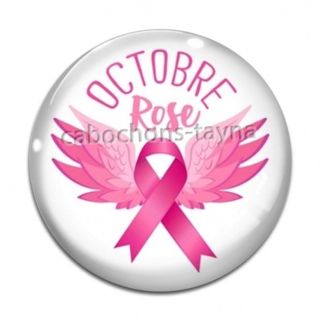 Cabochon Verre - octobre rose