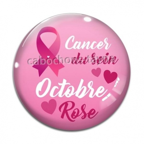 Cabochon Verre - octobre rose