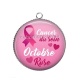 Pendentif Cabochon Argent - octobre rose