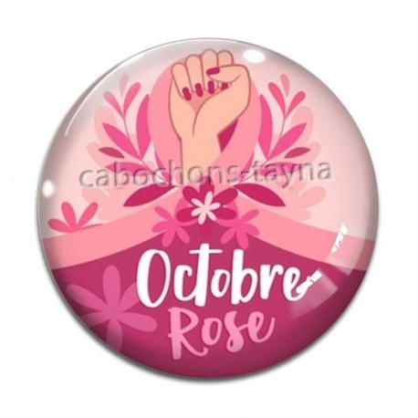 Cabochon Verre - octobre rose
