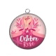 Pendentif Cabochon Argent - octobre rose