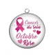 Pendentif Cabochon Argent - octobre rose