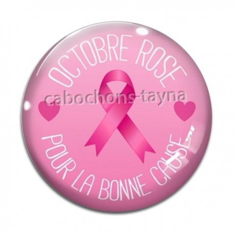 Cabochon Verre - octobre rose