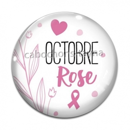 Cabochon Verre - octobre rose