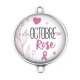 Connecteur Cabochon Argent - octobre rose