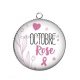 Pendentif Cabochon Argent - octobre rose