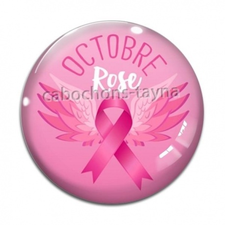 Cabochon Verre - octobre rose