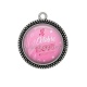 Pendentif Cabochon Argent - octobre rose