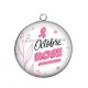 Pendentif Cabochon Argent - octobre rose