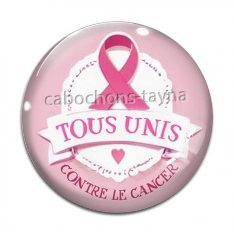 Cabochon Verre - octobre rose