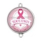 Connecteur Cabochon Argent - octobre rose