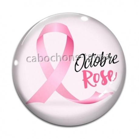 Cabochon Verre - octobre rose
