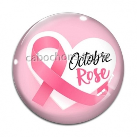 Cabochon Verre - octobre rose