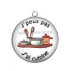 Pendentif Cabochon Argent - j'peux pas j'ai cuisine