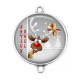 Connecteur Cabochon Argent -  joyeux noël