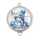 Connecteur Cabochon Argent -  joyeux noël