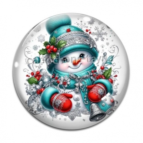 Cabochon Verre -  bonhomme de neige