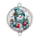 Connecteur Cabochon Argent -  bonhomme de neige