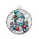Pendentif Cabochon Argent -  bonhomme de neige