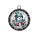 Pendentif Cabochon Argent -  bonhomme de neige