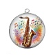 Pendentif Cabochon Argent -  instrument de musique