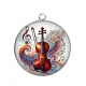 Pendentif Cabochon Argent -  instrument de musique