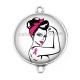 Connecteur Cabochon Argent - octobre rose