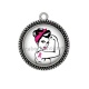 Pendentif Cabochon Argent - octobre rose