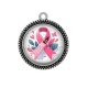 Pendentif Cabochon Argent - octobre rose