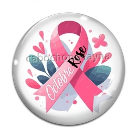 Cabochon Verre - octobre rose