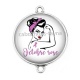 Connecteur Cabochon Argent - octobre rose