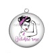 Pendentif Cabochon Argent - octobre rose