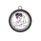 Pendentif Cabochon Argent - octobre rose