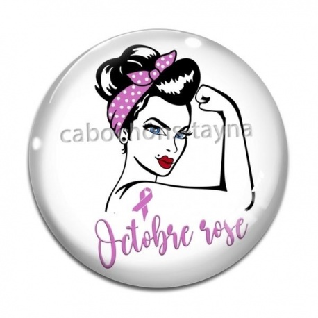 Cabochon Verre - octobre rose