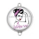 Connecteur Cabochon Argent - octobre rose