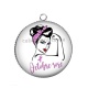 Pendentif Cabochon Argent - octobre rose