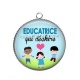 Pendentif Cabochon Argent -  éducatrice qui déchire