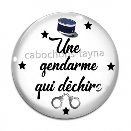 Cabochon Verre - une gendarme qui déchire