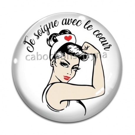 Cabochon Verre - je soigne avec le coeur