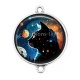 Connecteur Cabochon Argent - chat noir cosmos