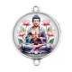 Connecteur Cabochon Argent - bouddha méditation