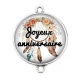 Connecteur Cabochon Argent - joyeux anniversaire