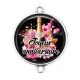 Connecteur Cabochon Argent - joyeux anniversaire