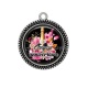 Pendentif Cabochon Argent - joyeux anniversaire
